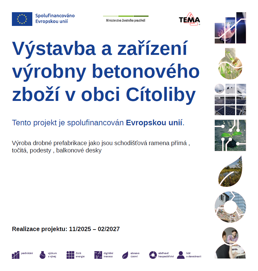 Výstavba a zařízení výrobny betonového zboží v obci Cítoliby